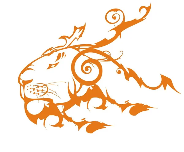 Διακοσμητικά Γέρικο Λιοντάρι Κεφάλι Σύμβολο Σχεδια Απο Διαφορες Φυλες Πορτοκαλί — Διανυσματικό Αρχείο