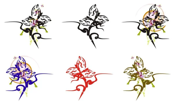 Abstraktní Květy Podobě Růže Kmenových Růže Tvořená Prvky Lví Hlavy — Stockový vektor