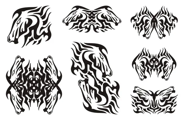 Éléments Conception Tête Cheval Flamboyant Symboles Abstraits Forme Tête Cheval — Image vectorielle