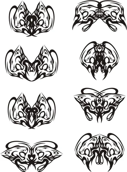 Butterfly Wings Created Lions Heads Tribal Aggressive Lion Heads Pattern — Stock Vector