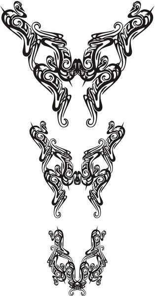 Три Крученых Декоративных Крыла Бабочки Абстрактные Декоративные Этнические Бабочки Вашего — стоковый вектор