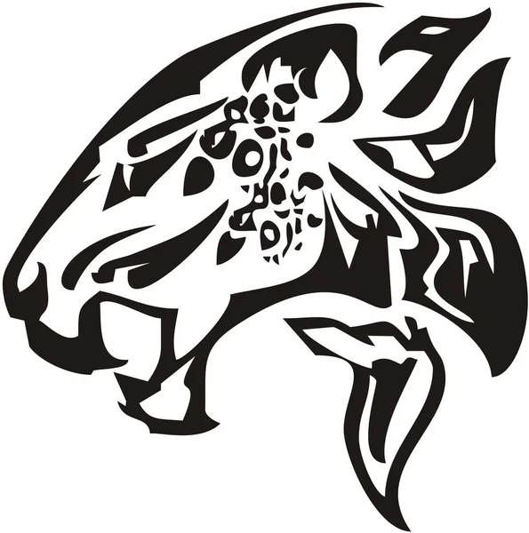 Símbolo Leopardo Neve Preto Branco Flamejante Bela Cabeça Leopardo Neve — Vetor de Stock