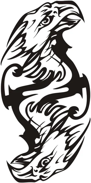 Διπλό Σύμβολο Αετού Μορφή Δολαρίου Φαλακρός Αετός Σύμβολο Δύναμης Ασπρόμαυρα — Διανυσματικό Αρχείο