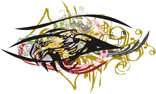 Colorful Eye Symbol Eagle Head Grunge Concept Eye Floral Decorative — Stock Vector