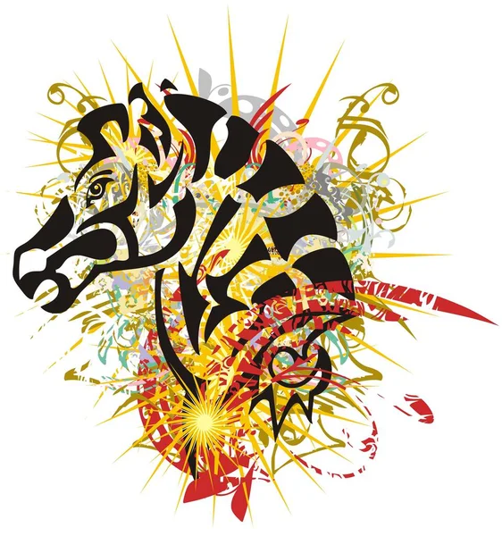 Sunny Zebra Head Colorful Splashes Grunge Zebra Head Symbol Bright — Stock Vector