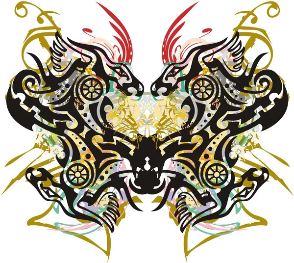 Inusuales Alas Mariposa Colores Creados Por Dragones Hermosas Alas Abstractas — Vector de stock