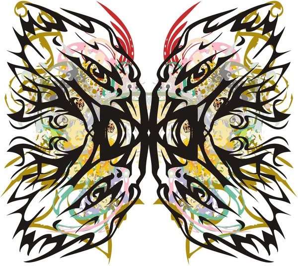 Ornamental Colored Butterfly Wings Eagles Pattern Abstract Butterfly Wings Formed — Stock Vector