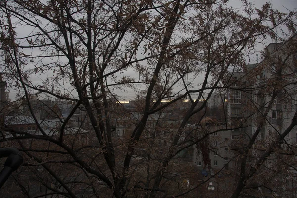 Blick Auf Den Sonnenuntergang Aus Dem Fenster — Stockfoto