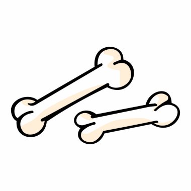 Siyah ve beyaz köpek kemik karikatür çizim basit tasarım sıraladı. Beyaz arka plan üzerinde izole vektör çizim