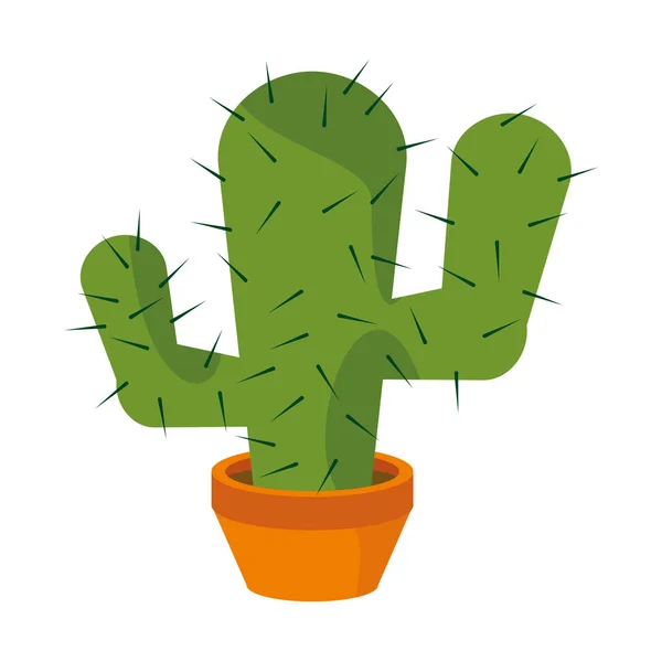 Cactus Jarrón Vector Dibujos Animados Ilustración Estilo Dibujado Mano Aislado — Vector de stock