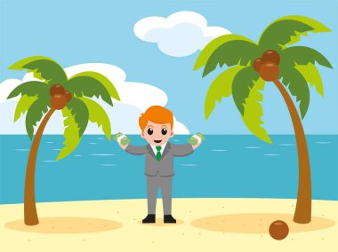 Kumsalda tatilde olan iş adamı..