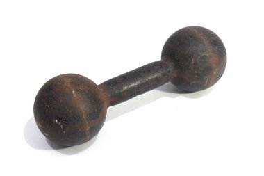 Dambıl. Ağırlıklar beyaz arka planda. Dambıl egzersiz ağırlıkları.