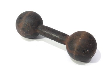 Dambıl. Ağırlıklar beyaz arka planda. Dambıl egzersiz ağırlıkları.