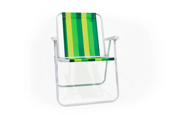 Striped Beach Chair Isolated White Background — ストック写真