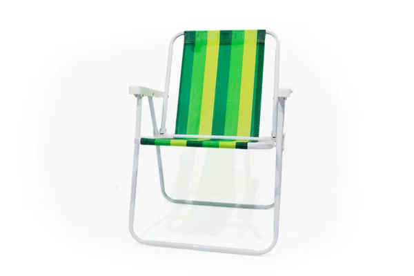 Striped Beach Chair Isolated White Background — ストック写真