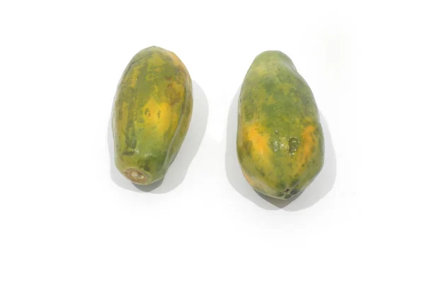 Two Fresh Papaya Fruits White Background — Stock Photo, Image