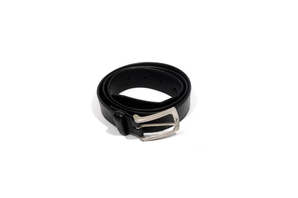 Cinturón Cuero Negro Aislado —  Fotos de Stock