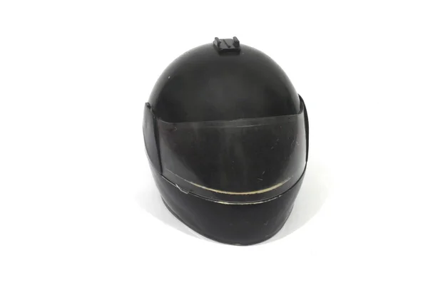 Black Motorcycle Helmet Isolated Stock Image