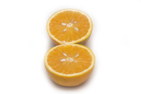 Orange Fruit Orange Slices Leaves Isolated White Background — Stock Photo, Image