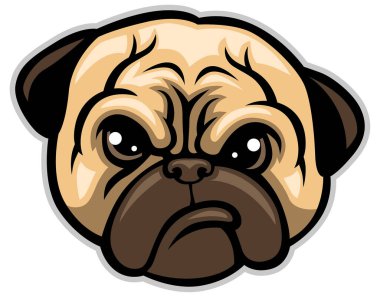 Pug dog kafası vektörü