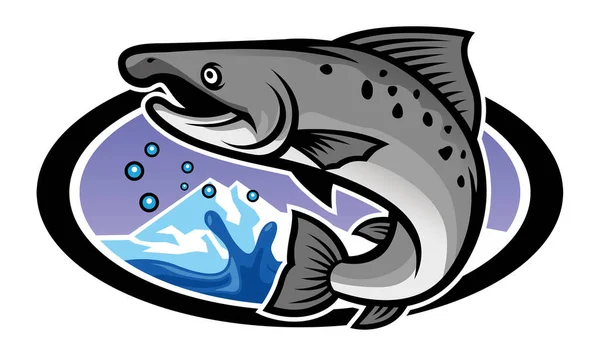 Vector Salmón Mascota Pescado — Vector de stock