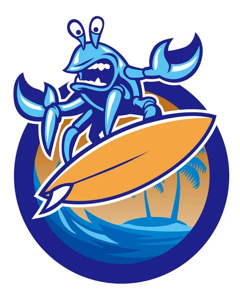 Vecteur Personnage Crabe Surf — Image vectorielle