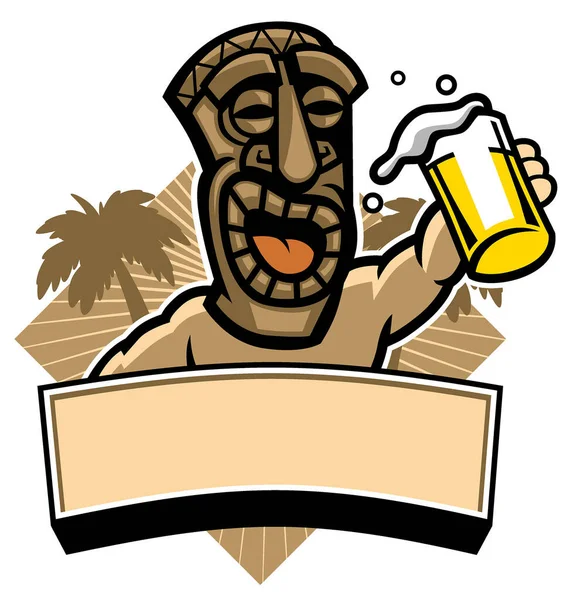 Tiki Hold Glass Beer — Stock Vector