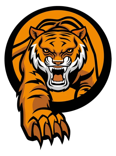 Mascotte Tigre Sortir Cercle — Image vectorielle