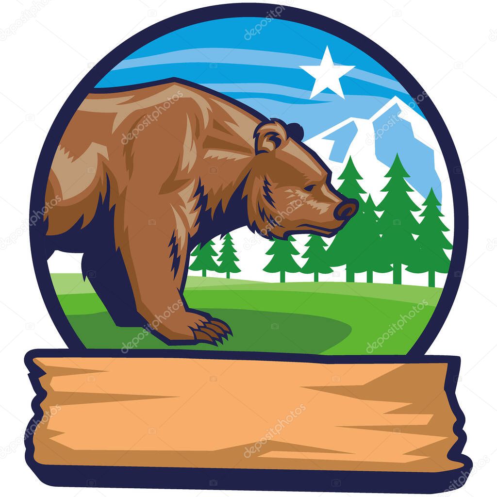bear mascot with narute background