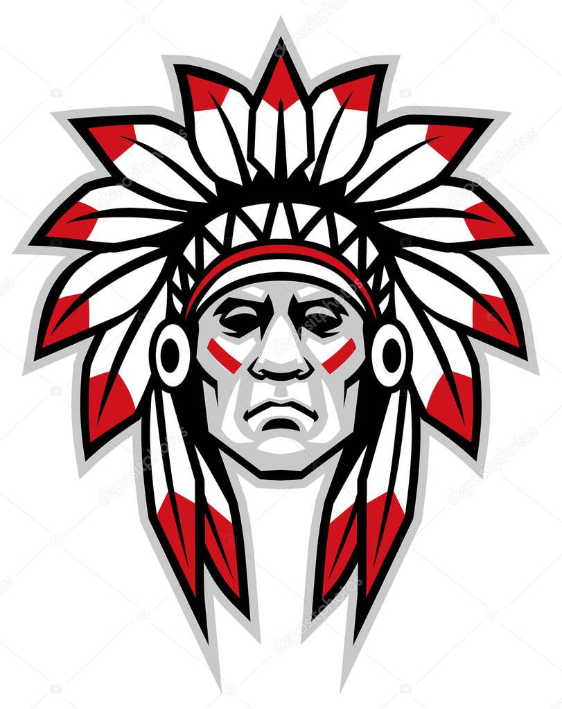 vector of indian chief head mascot