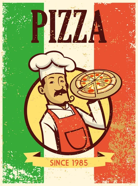 Вектор Дизайна Винтажного Плаката Пиццы — стоковый вектор