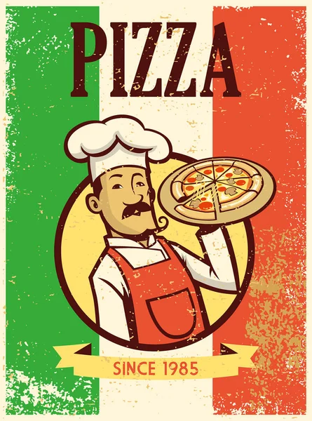 Vector Van Vintage Pizza Poster Ontwerp — Stockvector