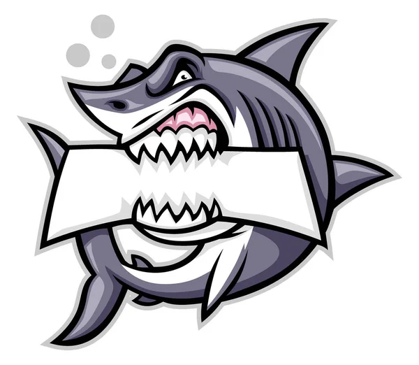 Tiburón Morder Signo Blanco — Vector de stock
