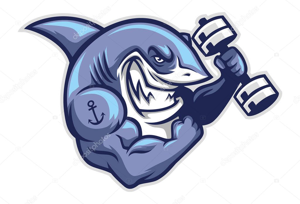 vector of fitness gym shark mascot