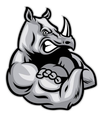 Gergedan büyük kaslarını gösteriyor.