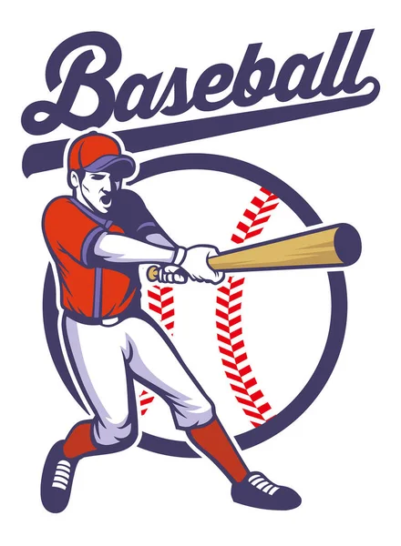 Giocatore Baseball Che Colpisce Palla — Vettoriale Stock