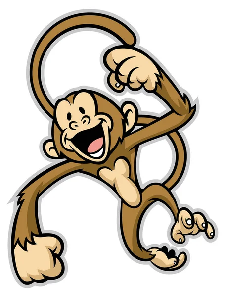 Διάνυσμα Χαρούμενα Χαριτωμένο Μαϊμού — Διανυσματικό Αρχείο