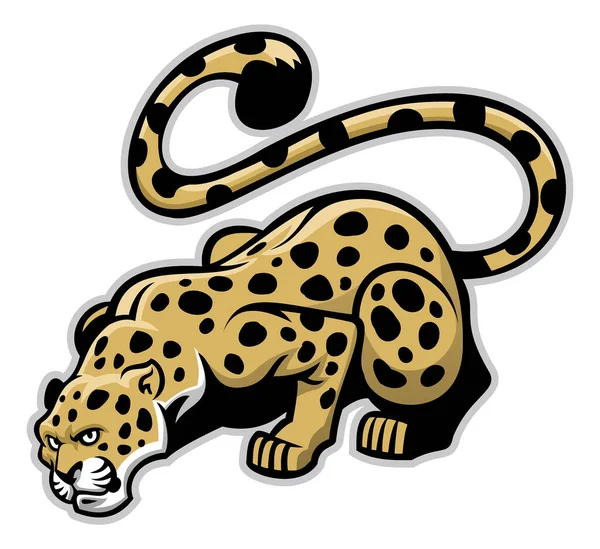 Vetor Mascote Leopardo Agachado —  Vetores de Stock