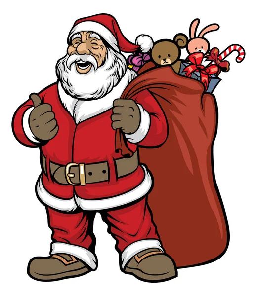 Santa Claus Llevar Una Bolsa Llena Regalo — Vector de stock