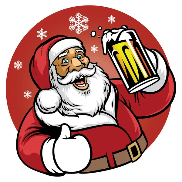 Santa Claus Enjoy Glass Beer — Stock Vector