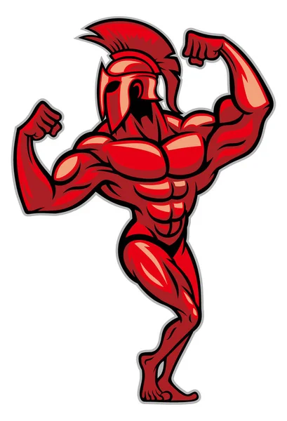 Spartan Pose Show His Big Muscle — Stock Vector