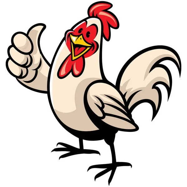 Dibujos Animados Pollo Con Pulgar Hacia Arriba — Vector de stock