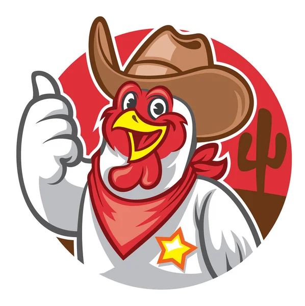 Pollo Vaquero Pulgar Hacia Arriba — Vector de stock