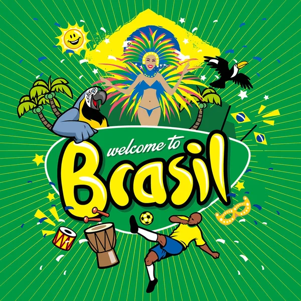Grußserie Willkommen Brasilien — Stockvektor