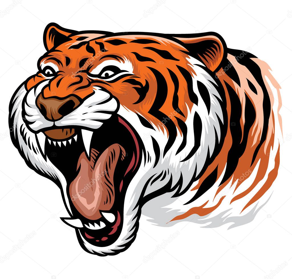 vector of roaring angry tiger mascot