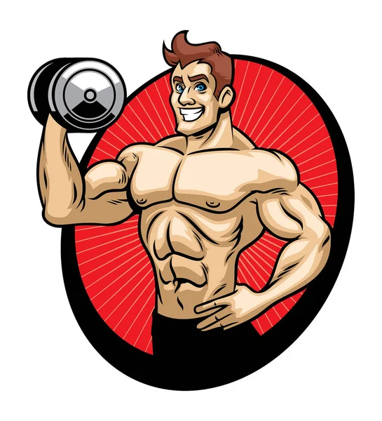 Vector Man Bodybuilder Mascot — Stock Vector