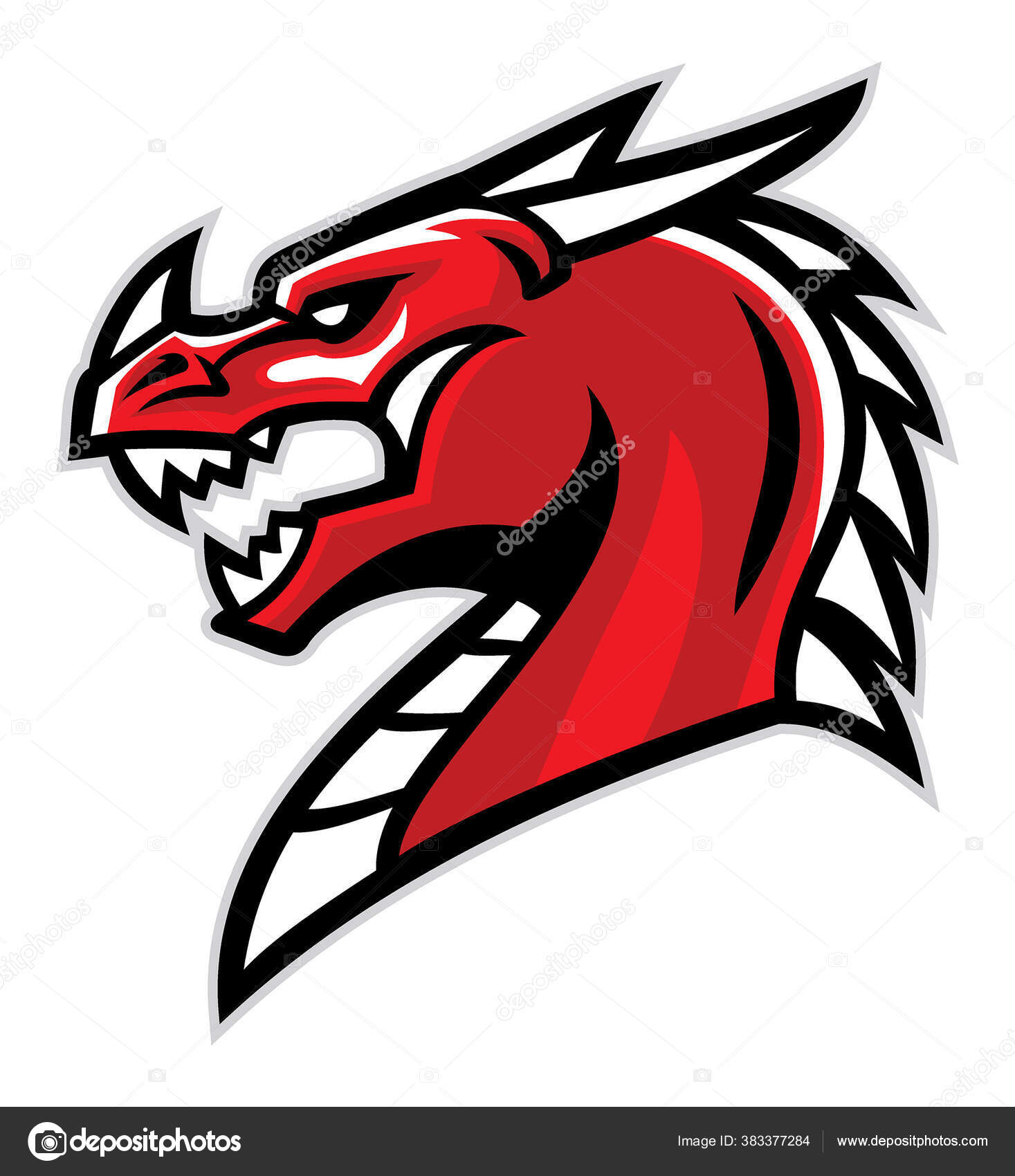 Vetor Mascote Cabeça Dragão Vetor de stock de ©bazzier 383377284, image size:1467x1700