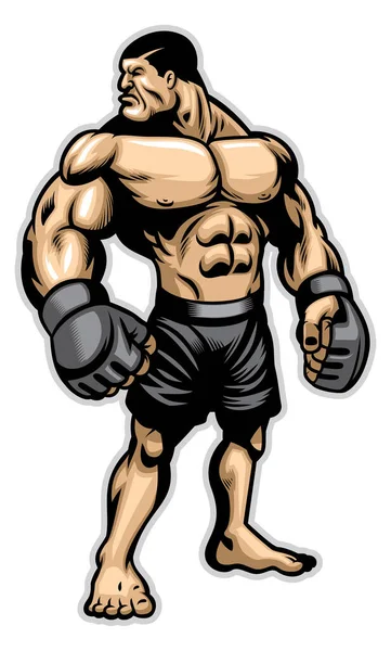 Big Heavyweight Muscle Fighter — Stock Vector