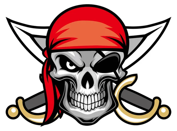 Vector Cráneo Pirata Cabeza Mascota — Vector de stock
