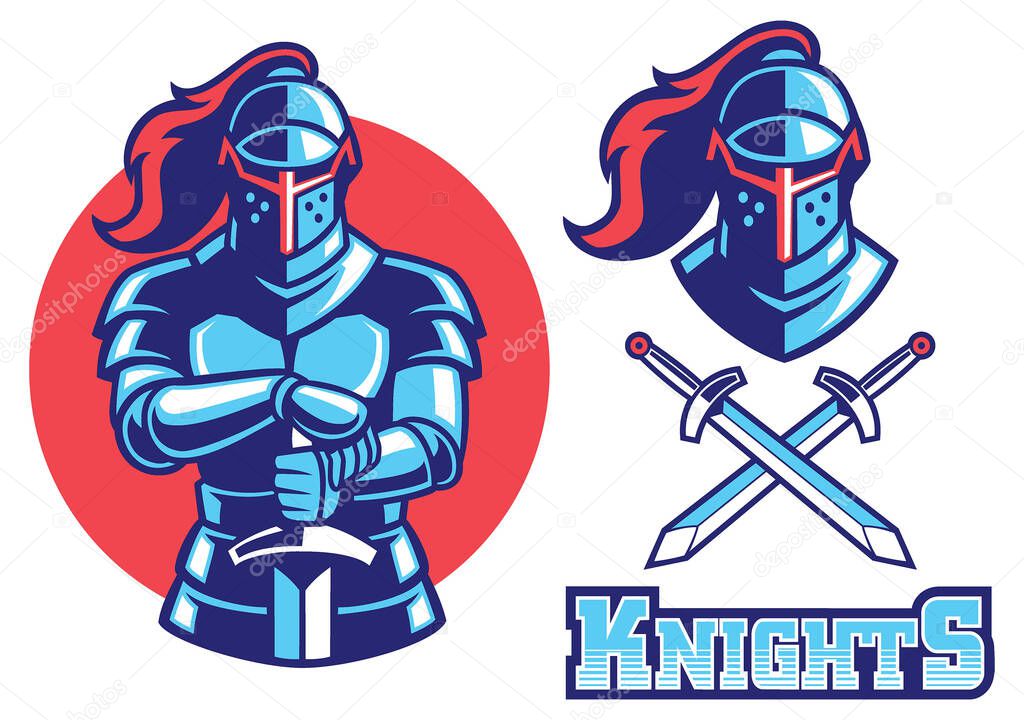 vector of knight armor mascot
